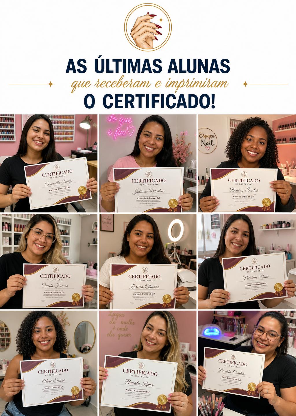 Alunas Maria Bonita exibindo o certificado de conclusão do curso